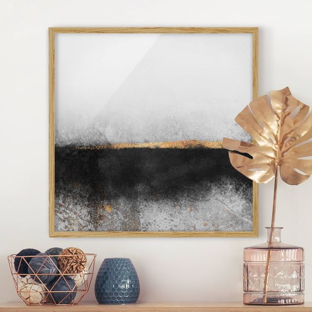Kök dekoration Abstract Golden Horizon Black And White