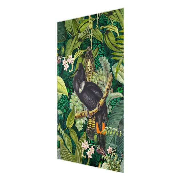 Tavlor grön Colourful Collage - Cockatoos In The Jungle