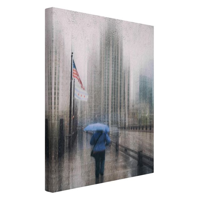 Canvastavlor vintage Rainy Chicago