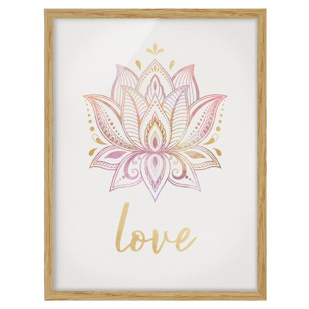 Tavlor mandalas Lotus Illustration Love Gold Light Pink