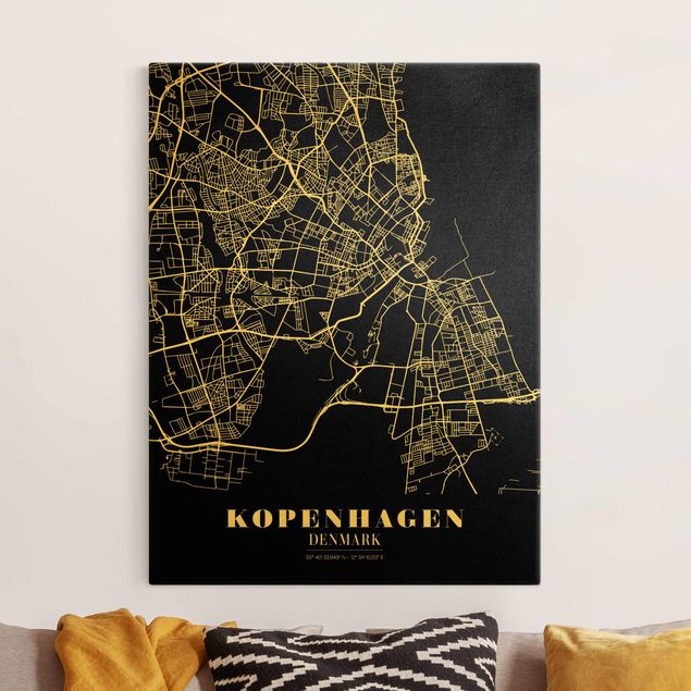 Kök dekoration Copenhagen City Map - Classic Black