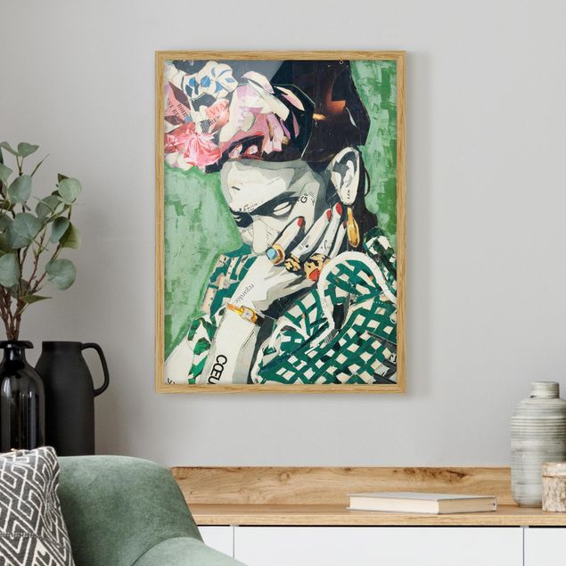 Tavlor med ram konstutskrifter Frida Kahlo - Collage No.3