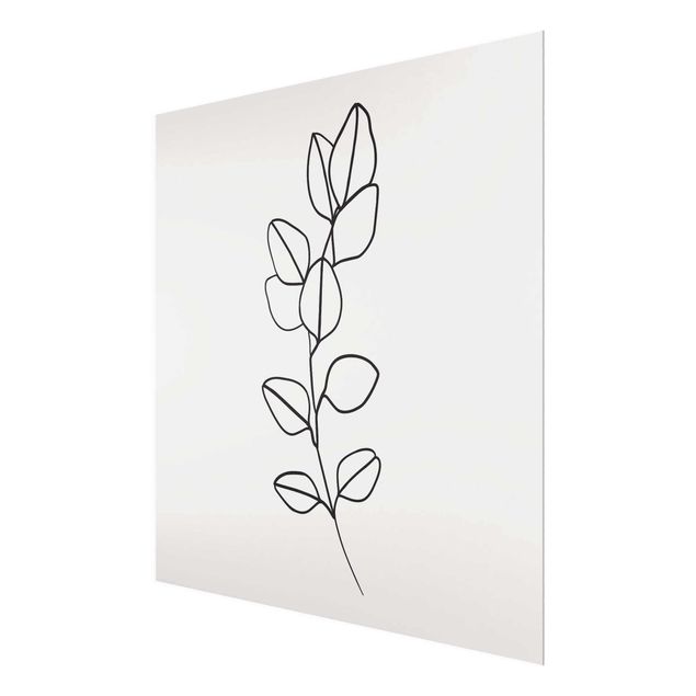 Tavlor blommor Line Art Branch Leaves Black And White