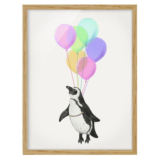 Tavlor modernt Illustration Penguin Pastel Balloons
