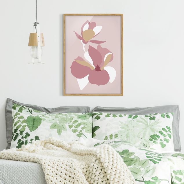 Konststilar Line Art Flowers Pastel Pink