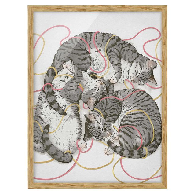 Tavlor konstutskrifter Illustration Grey Cat Painting