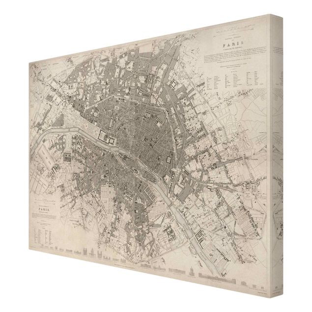 Canvastavlor världskartor Vintage Map Paris