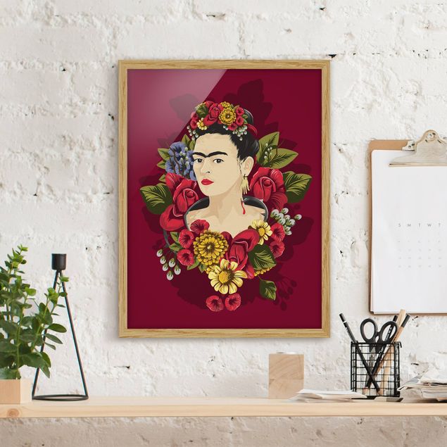 Tavlor med ram konstutskrifter Frida Kahlo - Roses