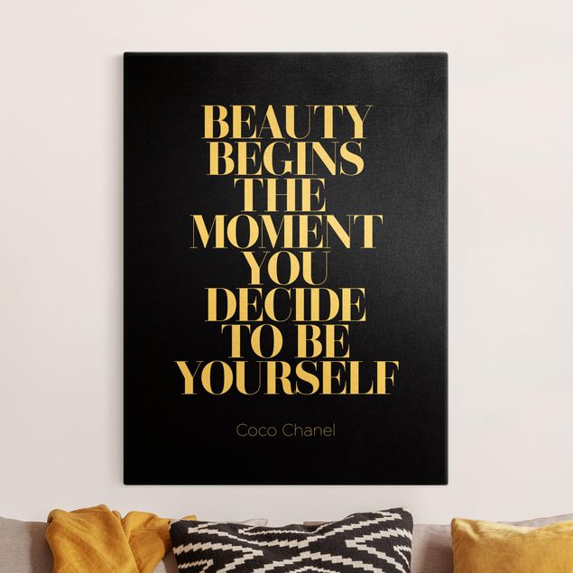 Canvastavlor ordspråk Be yourself Coco Chanel Black