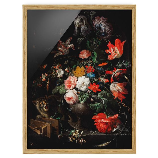 Tavlor med ram blommor  Abraham Mignon - The Overturned Bouquet