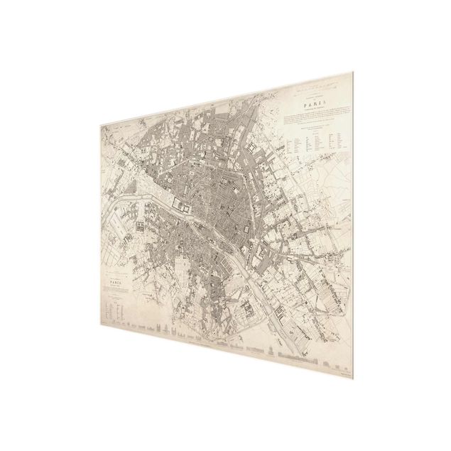 Glastavlor världskartor Vintage Map Paris