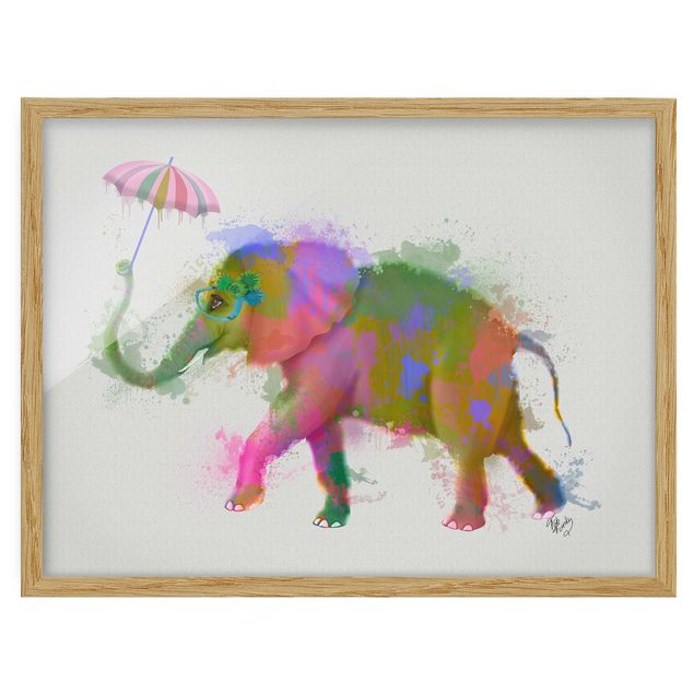 Tavlor med ram djur Rainbow Splash Elephant