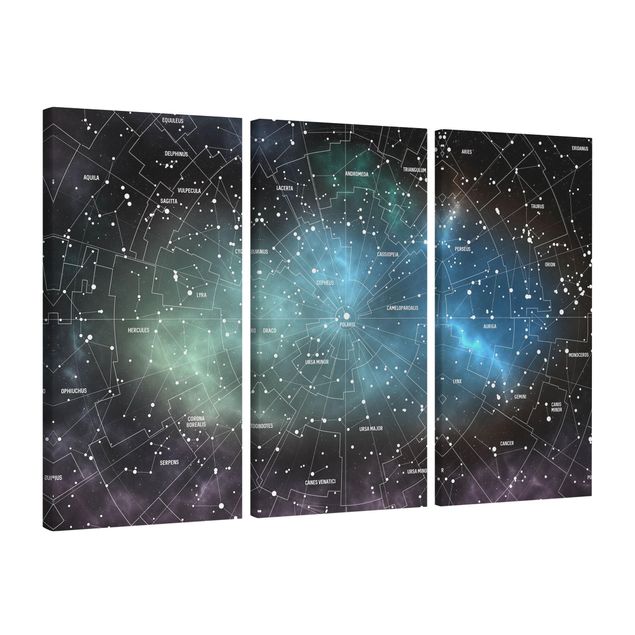 Canvastavlor världskartor Stellar Constellation Map Galactic Nebula