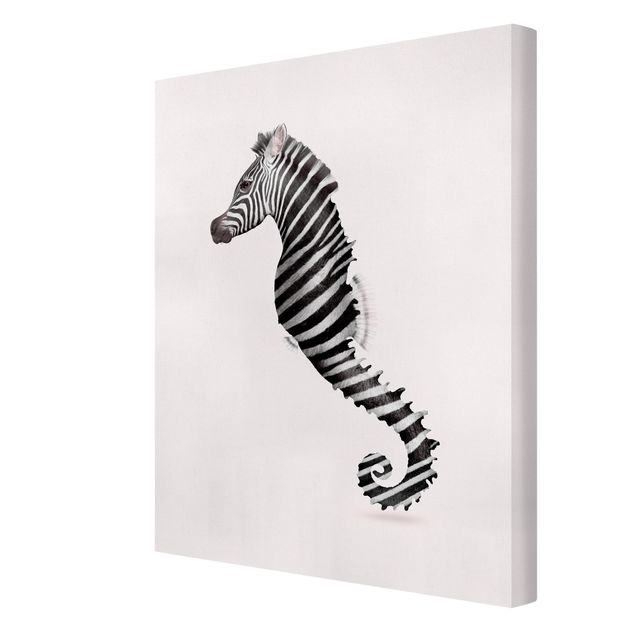 Canvastavlor zebror Seahorse With Zebra Stripes