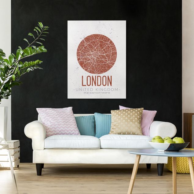 Canvastavlor London City Map London - Retro