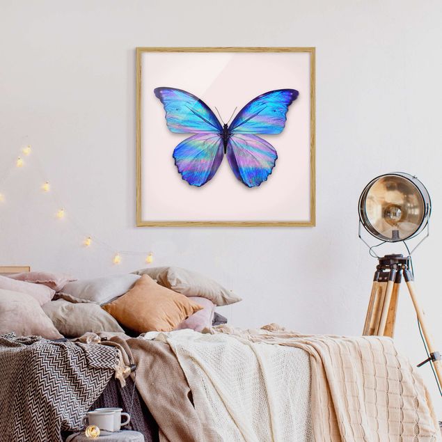 Tavlor med ram konstutskrifter Holographic Butterfly