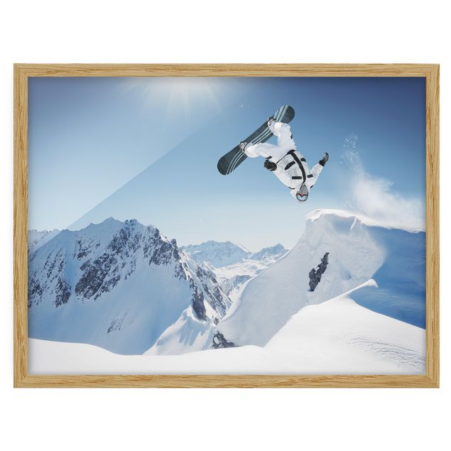 Tavlor med ram landskap Flying Snowboarder