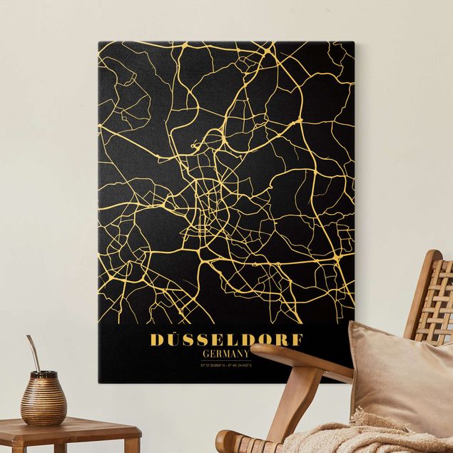 Kök dekoration Dusseldorf City Map - Classic Black
