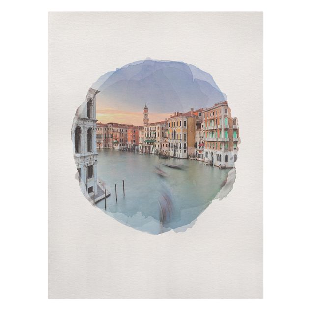 Tavlor arkitektur och skyline WaterColours - Grand Canal View From The Rialto Bridge Venice