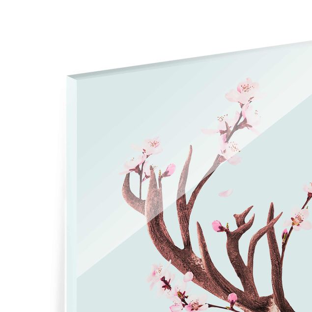 Tavlor turkos Deer With Cherry Blossoms