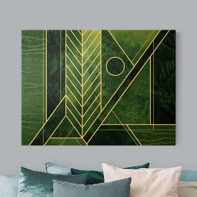 Tavlor grön Golden Geometry - Emerald
