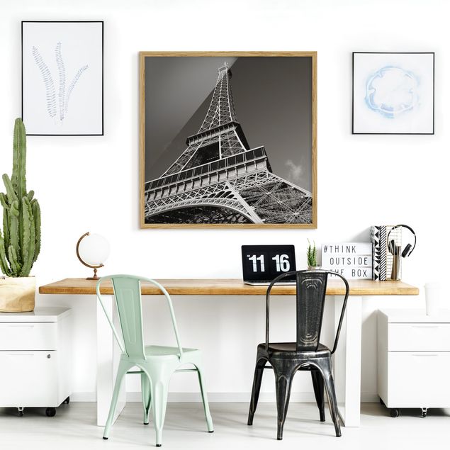 Tavlor med ram svart och vitt Eiffel tower