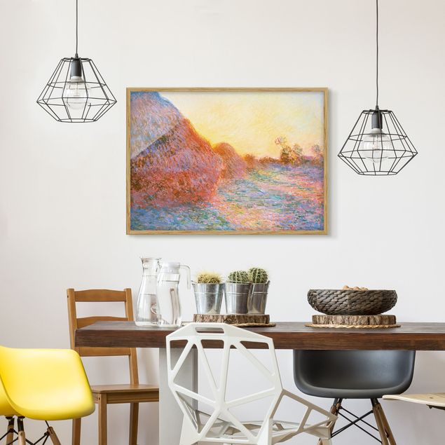 Tavlor med ram konstutskrifter Claude Monet - Haystack In Sunlight