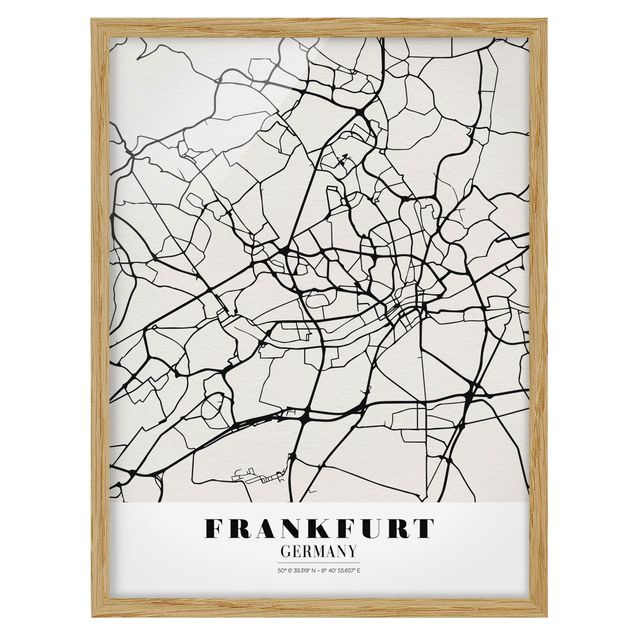 Tavlor med ram ordspråk Frankfurt City City Map - Classical