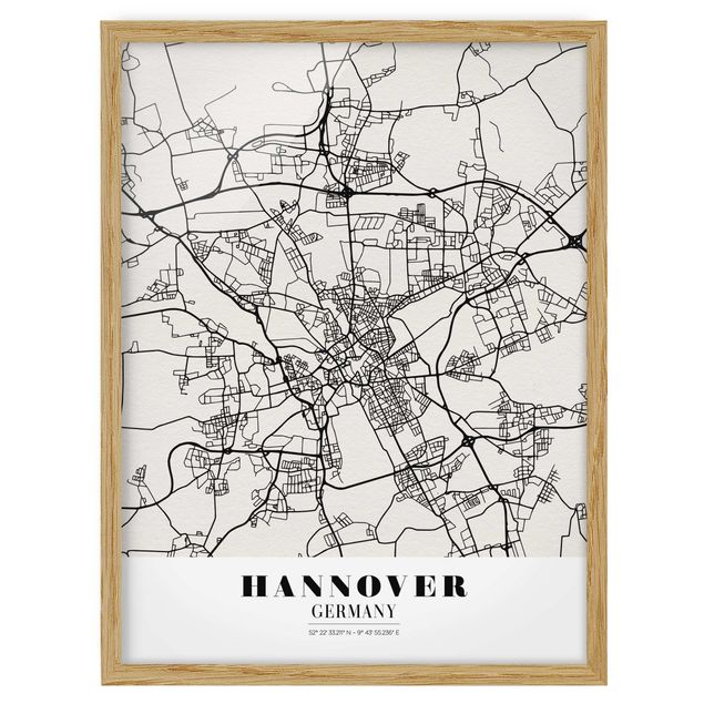Tavlor med ram ordspråk Hannover City Map - Classic