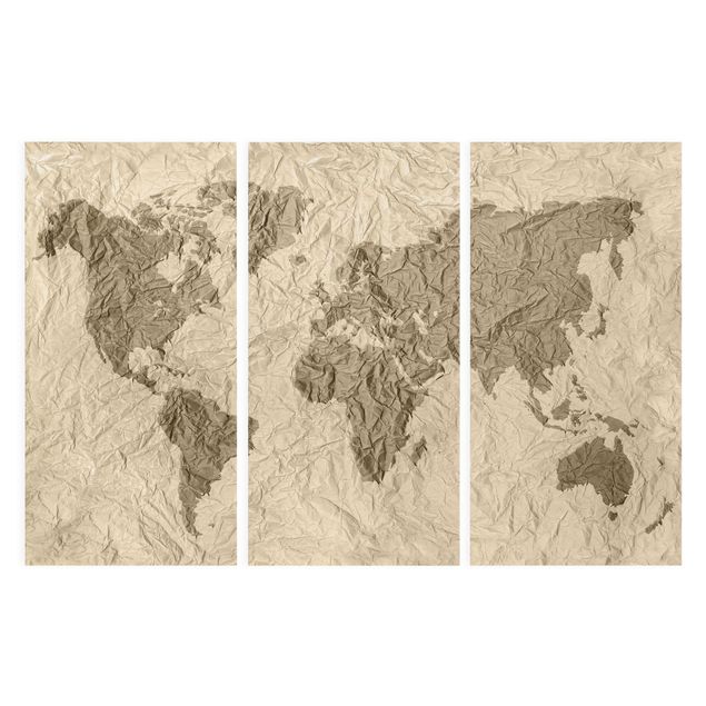 Tavlor arkitektur och skyline Paper World Map Beige Brown
