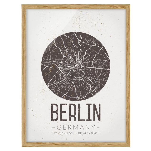 Tavlor med ram ordspråk City Map Berlin - Retro