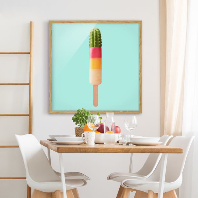 Tavlor med ram konstutskrifter Popsicle With Cactus
