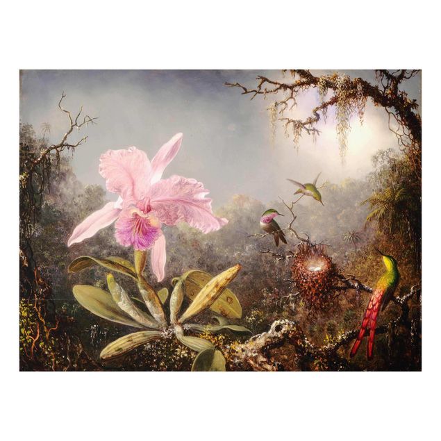 Konststilar Martin Johnson Heade - Orchid And Three Hummingbirds