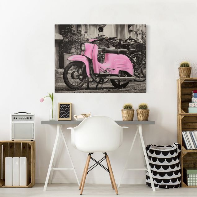 Canvastavlor konstutskrifter Pink Scooter