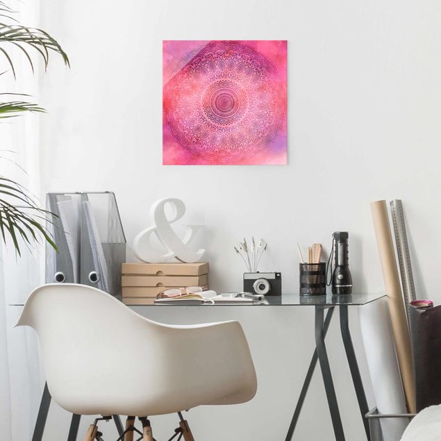 Tavlor konstutskrifter Watercolour Mandala Light Pink Violet