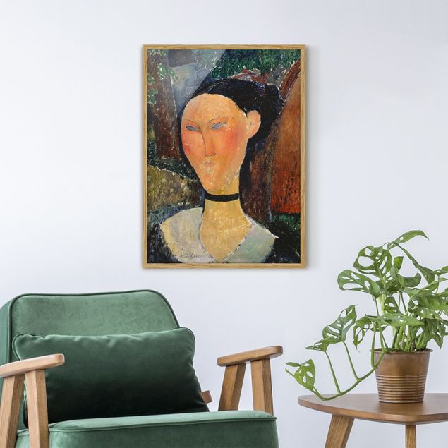 Tavlor med ram konstutskrifter Amedeo Modigliani - Woman with a velvet Neckband