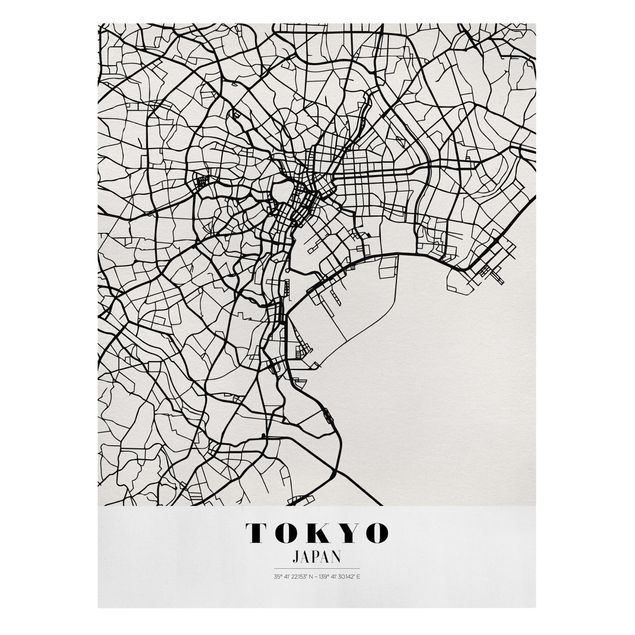 Canvastavlor världskartor Tokyo City Map - Classic