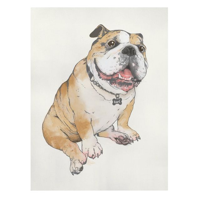 Canvastavlor konstutskrifter Illustration Dog Bulldog Painting