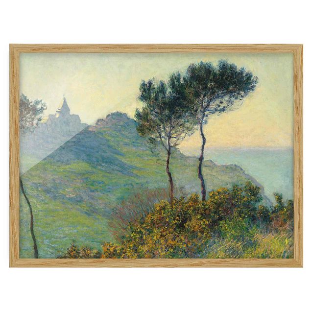 Konstutskrifter Claude Monet - The Church Of Varengeville At Evening Sun