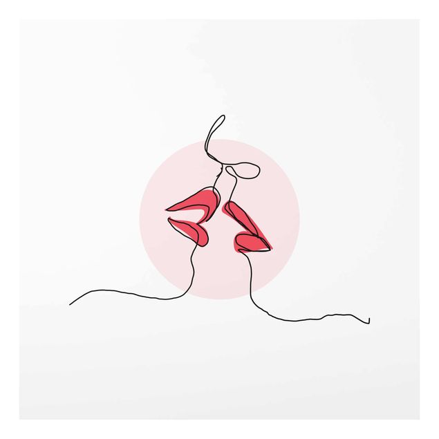 Glastavlor abstrakt Lips Kiss Line Art