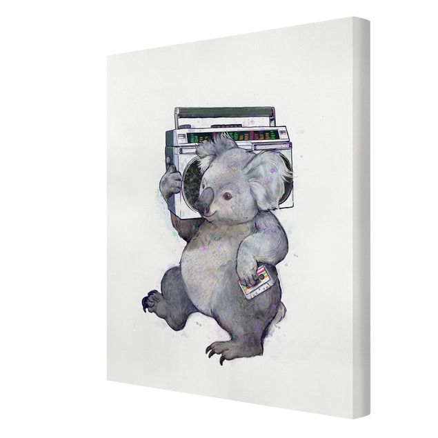 Tavlor bergen Illustration Koala With Radio Painting