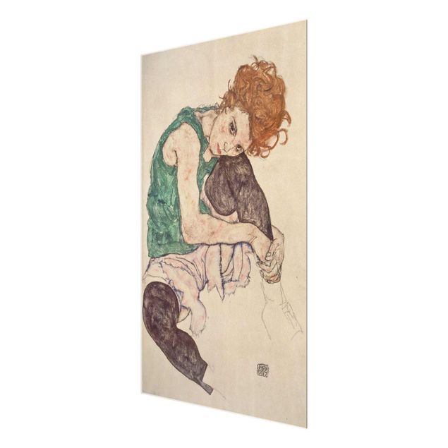 Tavlor konstutskrifter Egon Schiele - Sitting Woman With A Knee Up