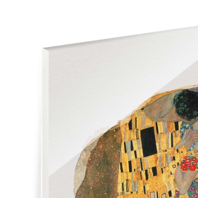 Tavlor porträtt WaterColours - Gustav Klimt - The Kiss
