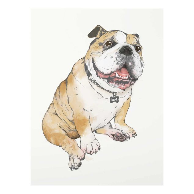 Tavlor konstutskrifter Illustration Dog Bulldog Painting