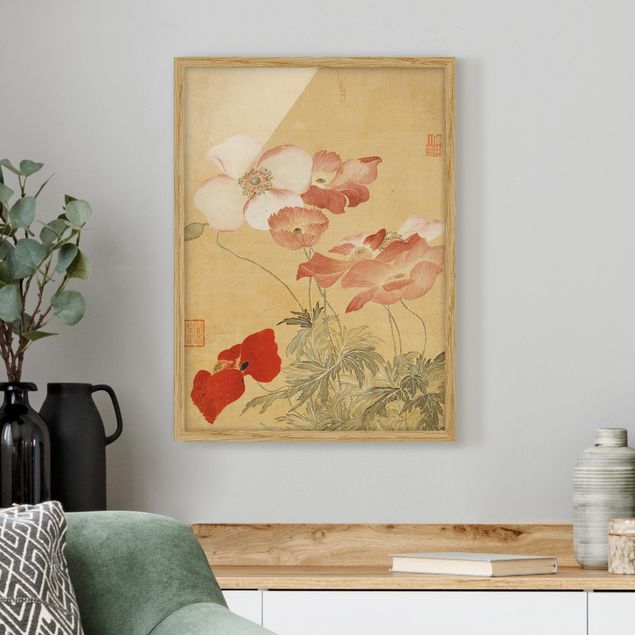 Tavlor med ram konstutskrifter Yun Shouping - Poppy Flower