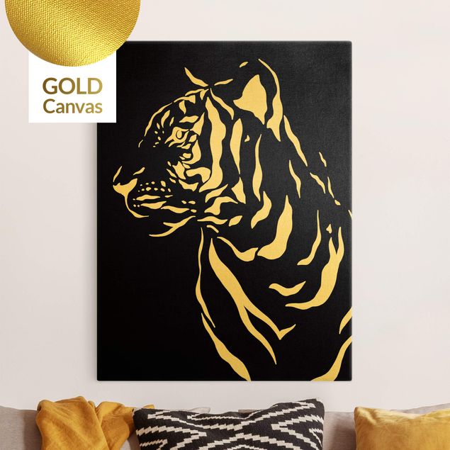 Tavlor tigrar Safari Animals - Portrait Tiger Black