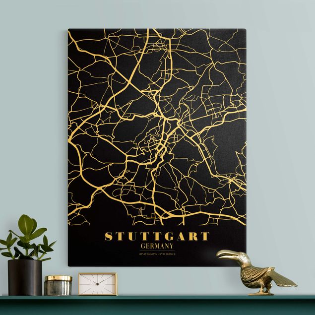 Tavlor världskartor Stuttgart City Map - Classic Black