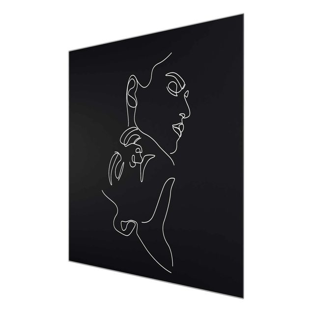 Glastavlor svart och vitt Line Art Women Faces Black