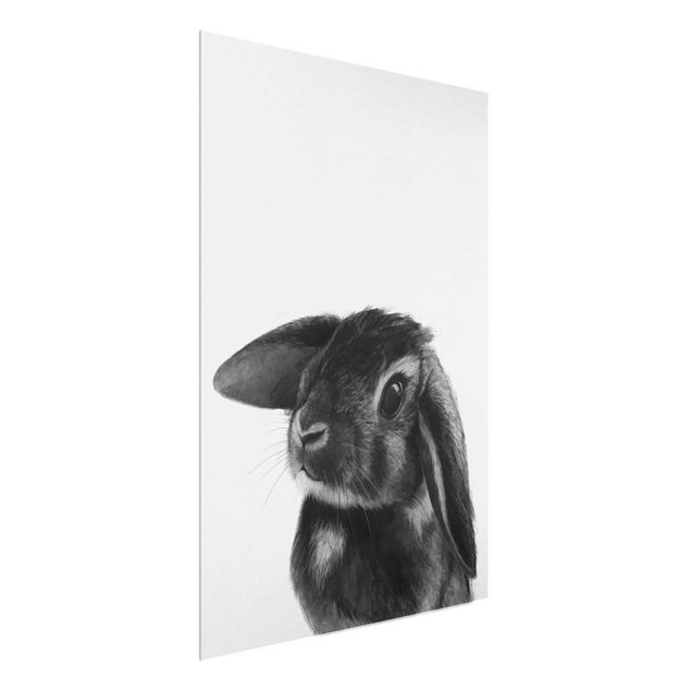 Glastavlor djur Illustration Rabbit Black And White Drawing