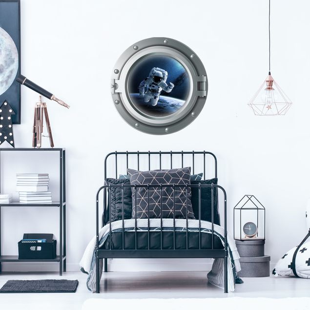Wallstickers 3D 3D porthole - astronaut in space